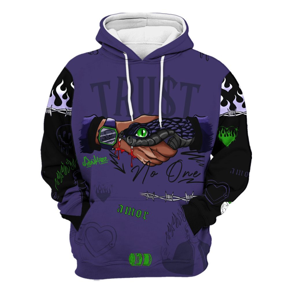 Hoodie To Match Retro Court Purple 13s - Snake Trust No One All Over Print