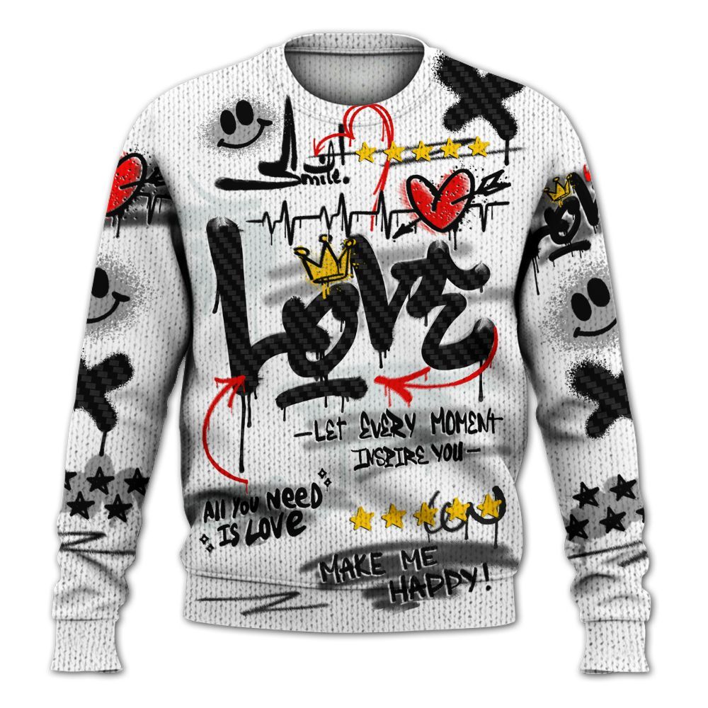 Knitted Sweater To Match Kobe 9 Elite Protro Halo - Happy Love Beats Graffiti Streetwear