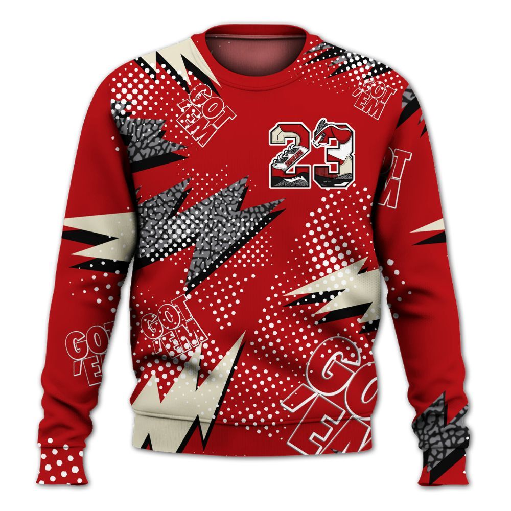 Sweatshirt To Match Cement Grey 3s - Custom Name Number 23 5s All Over Print