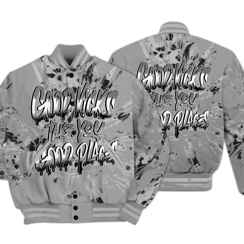 Varsity Jacket To Match Black Wolf Grey 12s - Good Kick Good Places Luxury Varsity Jacket Unisex