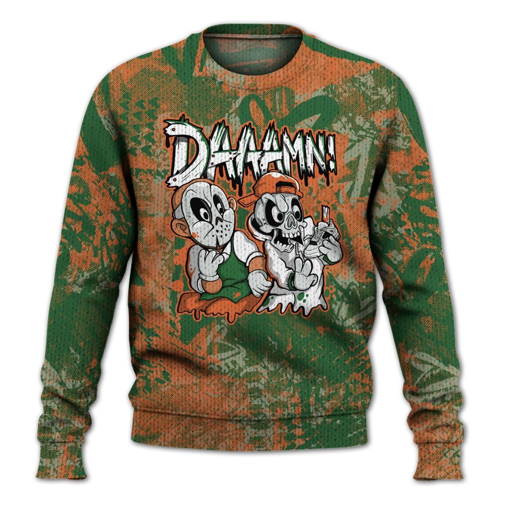 Knitted Sweater To Match Low Miami 5s - Damn Shoe Graphic Heart Grunge