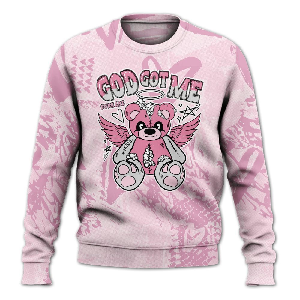 Sweatshirt To Match Orchid 4s - Gods Guides Me Bear Heart Grunge All Over Print