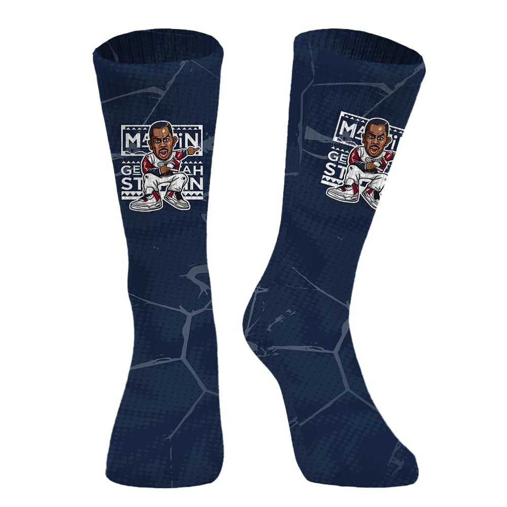 Sock To Match White Midnight Navy 6s - Get Tag Sneakers Steppin' Graphic