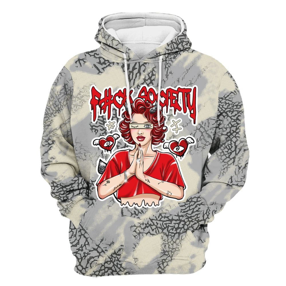 Hoodie To Match Cement Grey 3s - F#ck Xociety Halftone All Over Print