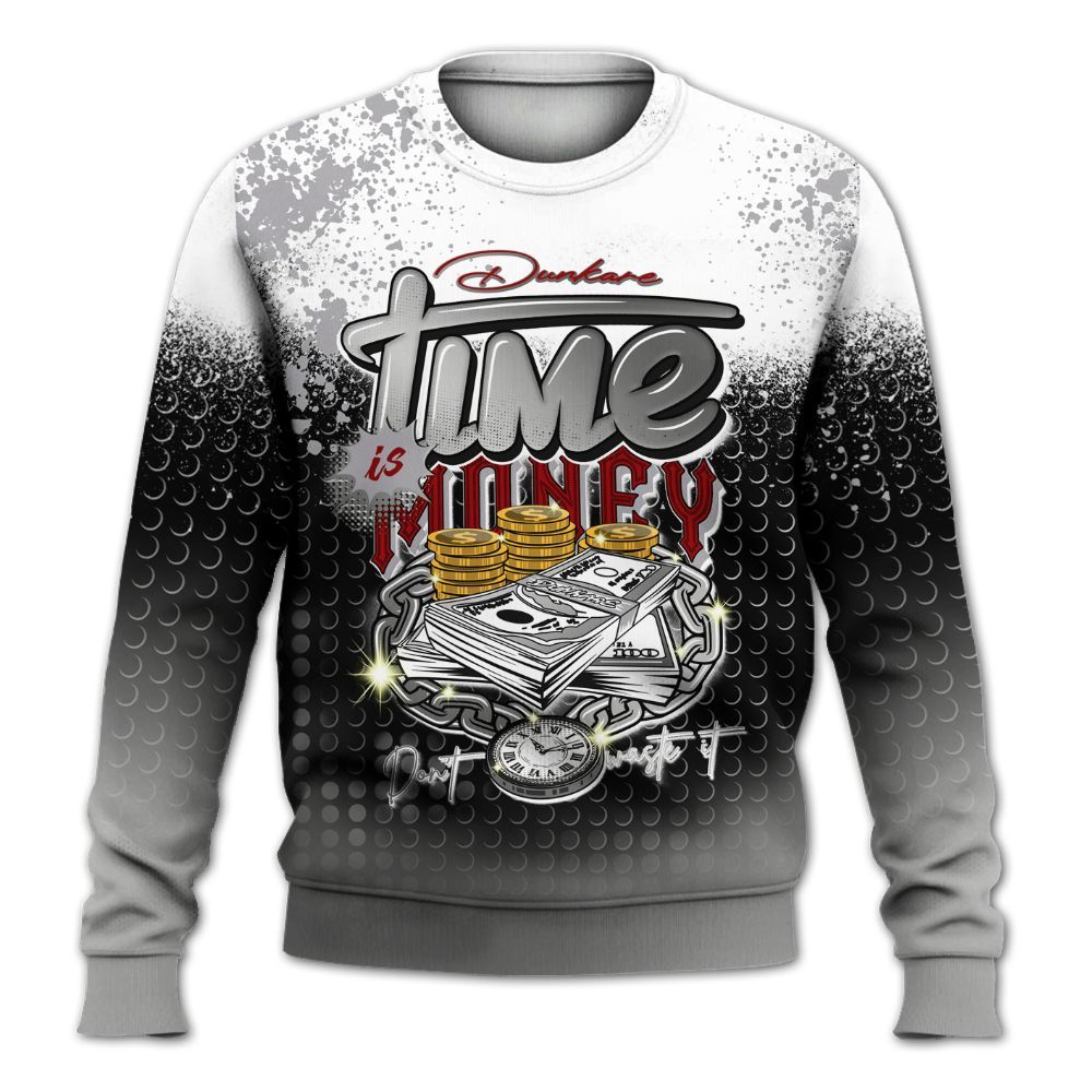 Sweatshirt To Match Metallic Silver 14s - Halftone Time Is Money All Over Print