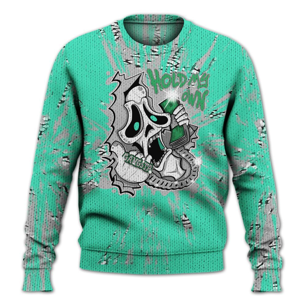Knitted Sweater To Match Black Green Glow 3s - Hold My Own Graphic Halloween