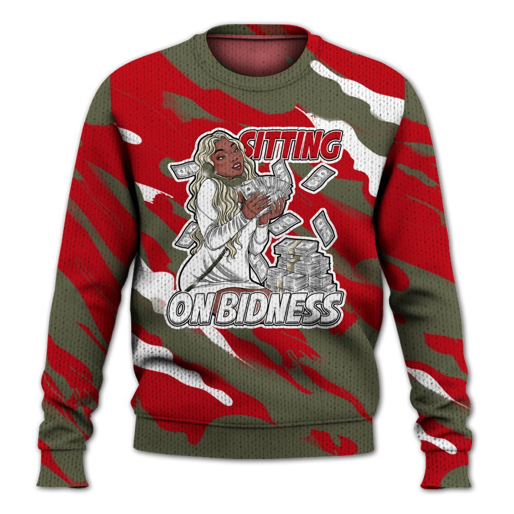 Knitted Sweater To Match Low OG Medium Olive 1s - Bidness Colored