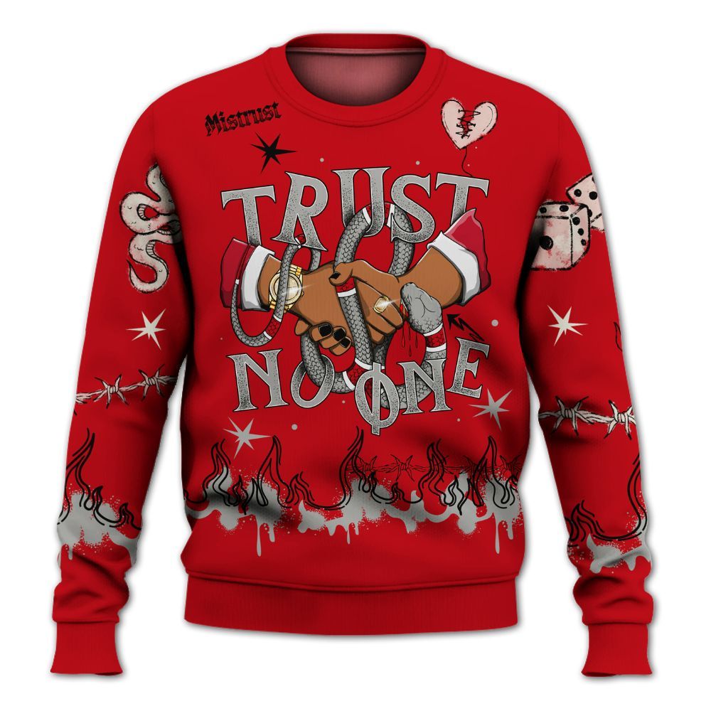 Sweatshirt To Match Air Griffey Max Gray Reds 1s - Trust No One Snake-Bite Doodle Crayon All Over Print