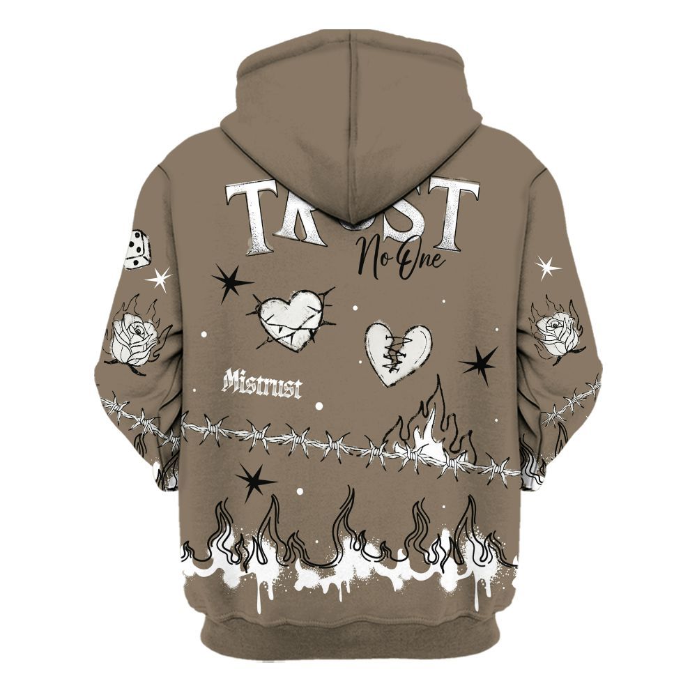 Hoodie To Match Low OG Dark Mocha 1s - Trust No One Snake-Bite Doodle Crayon All Over Print