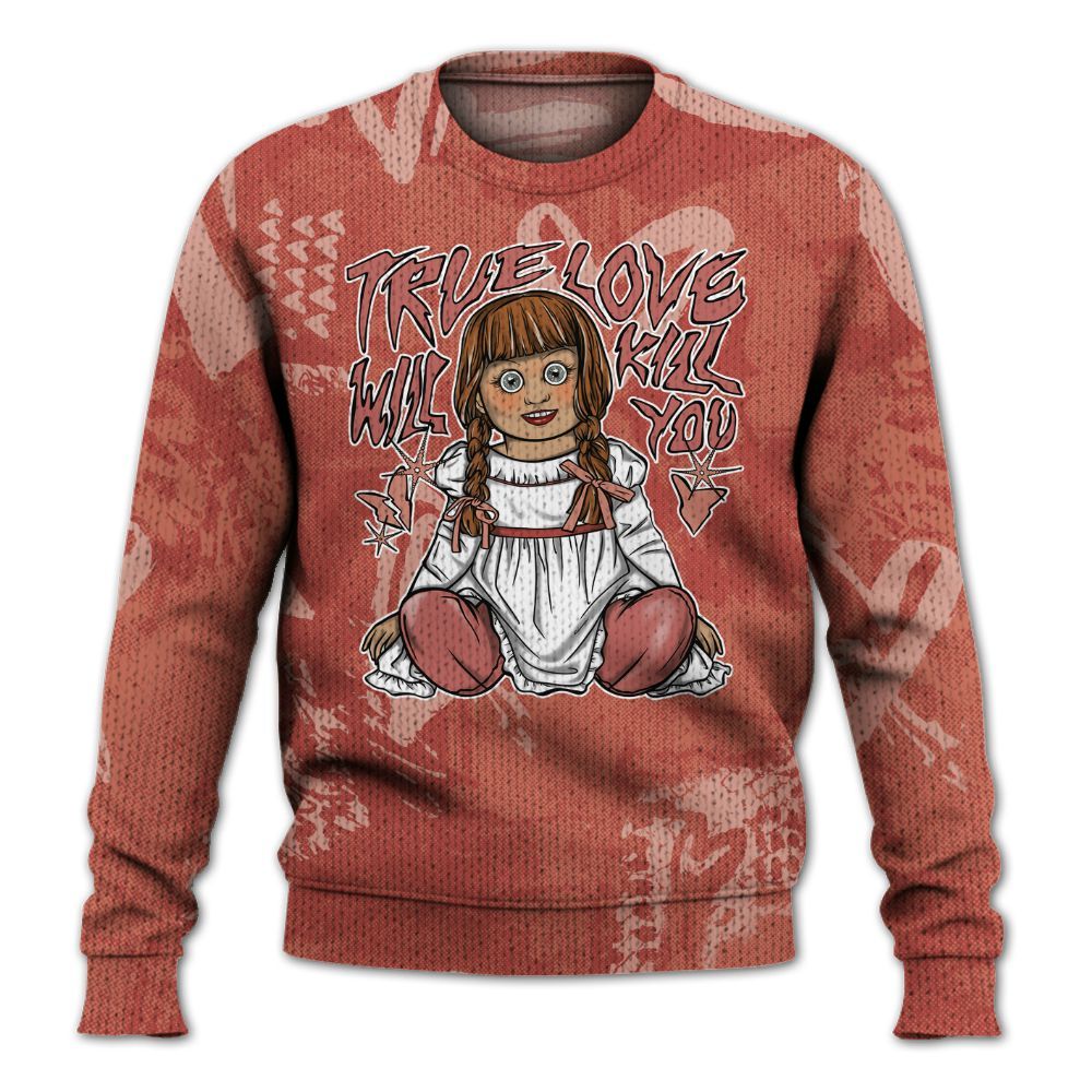 Knitted Sweater To Match Dune Red 13s - Genuine Loves Bear Heart Grunge