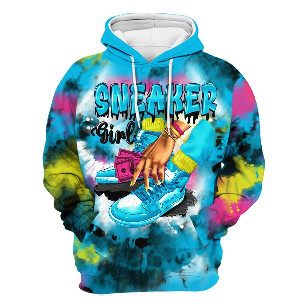 Hoodie To Match Tokyo Nights Stewie 3s - SNEAKER Girl Money Drip Tie Dye All Over Print