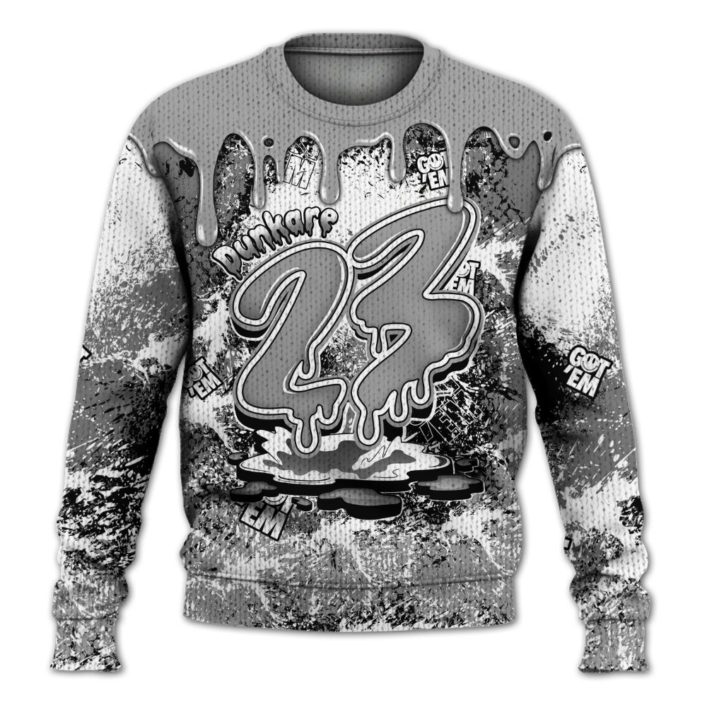 Knitted Sweater To Match Black Wolf Grey 12s - Dripping 23 Drip