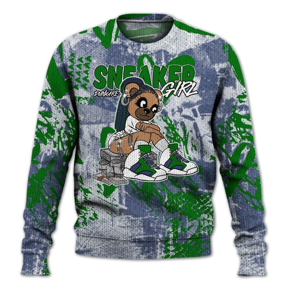 Knitted Sweater To Match Midnight Navy 13s - Sneaker Girl Bear Heart Grunge