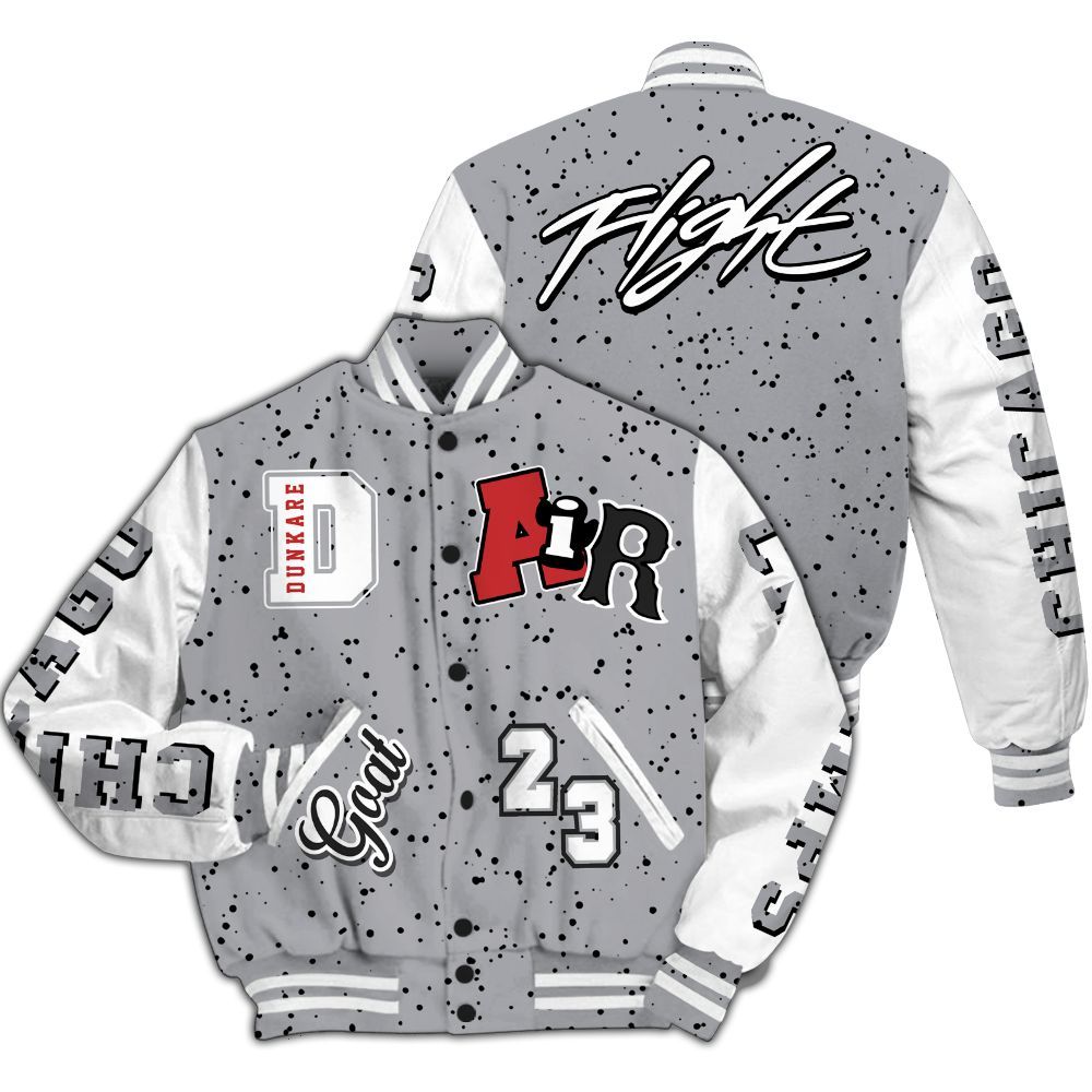 Varsity Jacket To Match White Cement 4s - AIR Number 23 GOAT All Over Print