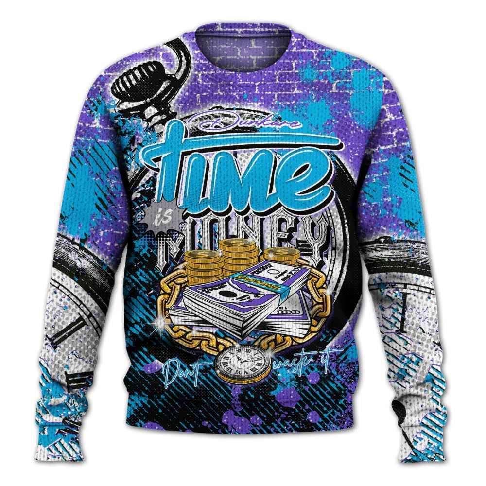 Sweater To Match Retro Aqua 8s - Dirty Time Is Money Graphic