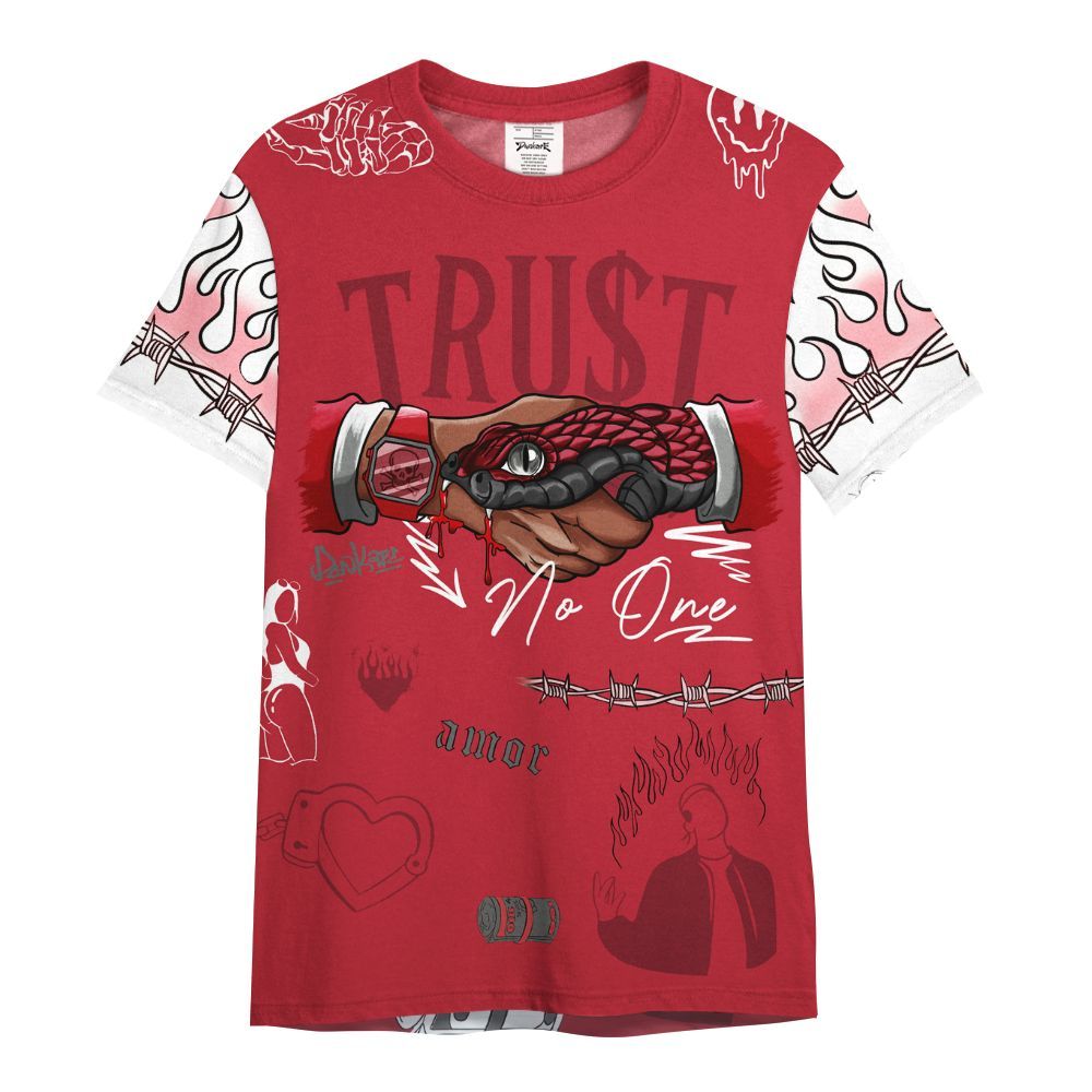 Shirt To Match Red Flint 13s - Snake Trust No One All Over Print