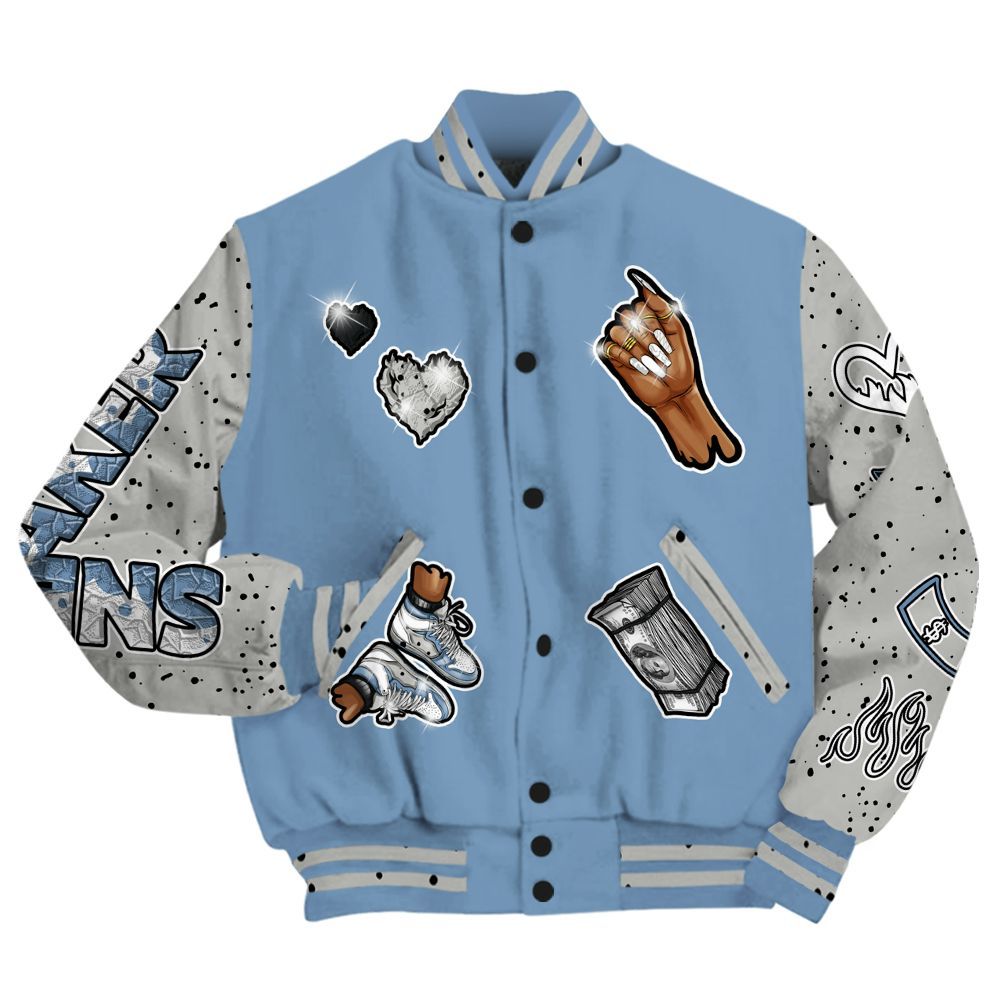 Varsity Jacket To Match University Blue 4s - Sneakerz Girlz All Over Print