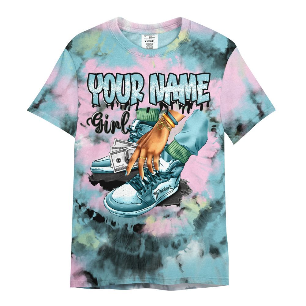 Shirt To Match SB Dunk Low Visty Varsity Jacket, Custom Name SNEAKER Girl Money Drip Tie Dye All Over Print