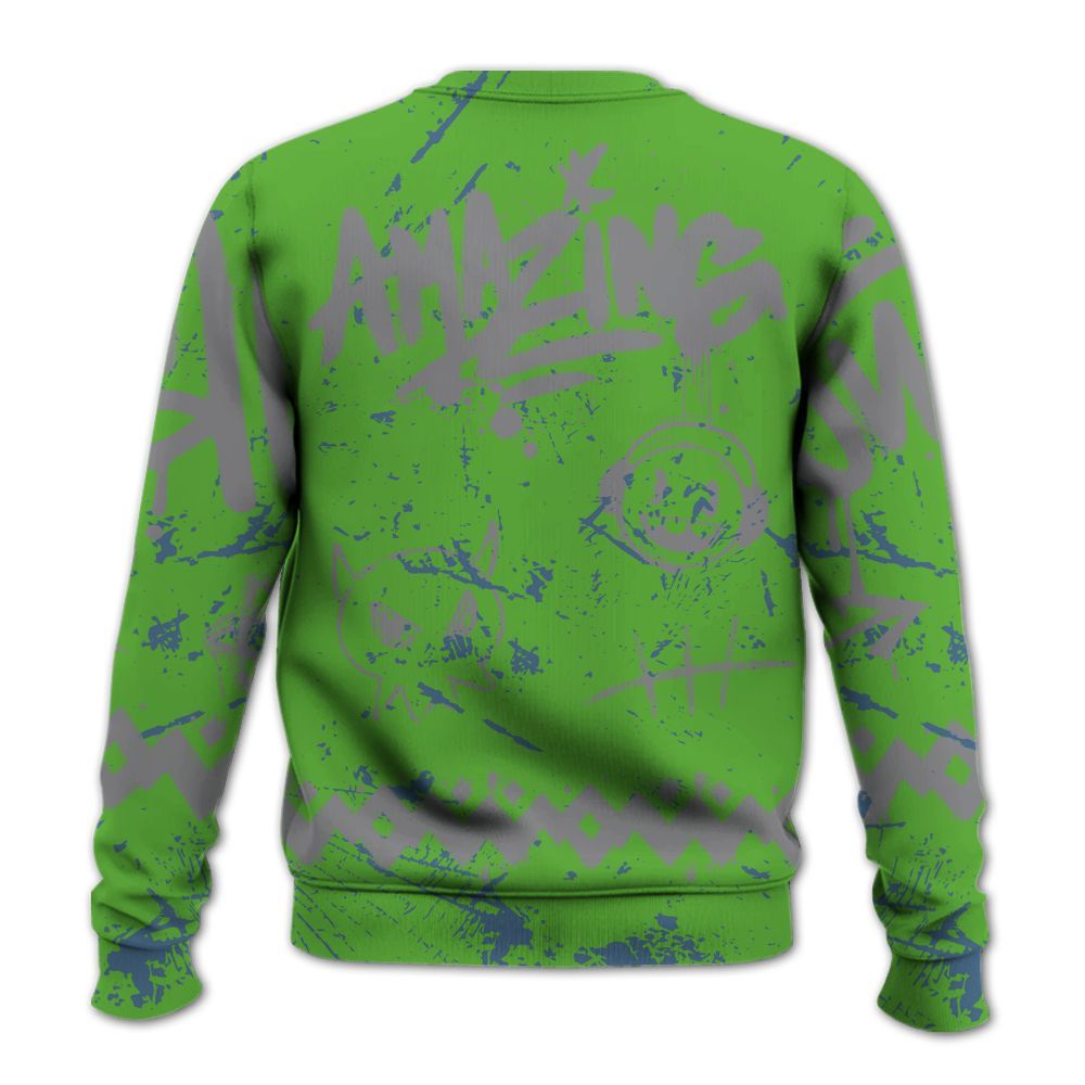 Sweatshirt To Match Retro Green Bean 5s - Friday Sneaker Crayon All Over Print