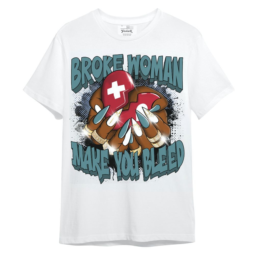 Shirt To Match Dunk Low Denim Turquoise Royal - Broke Woman Heart Retro Unisex Shirt