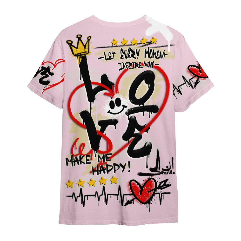 Shirt To Match Denim Iced Carmine 4s - Happy Love Beats Graffiti Streetwear All Over Print