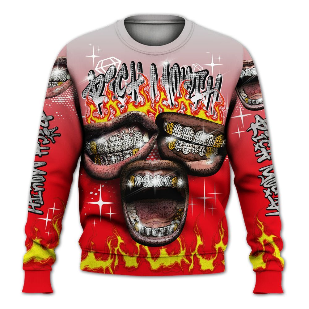 Sweatshirt To Match Air Max 1 Low Poly - Rich Mouth Fire Rap Retro 90s All Over Print