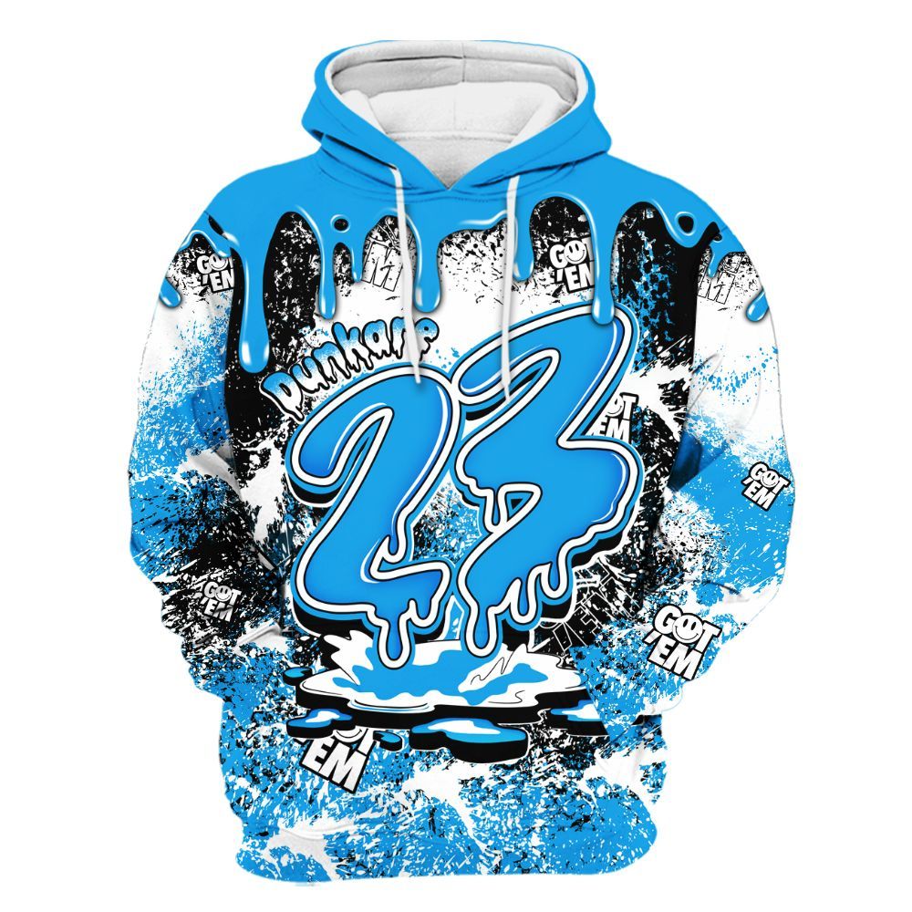Hoodie To Match Black University Blue 2022 13s - Dripping 23 Drip All Over Print