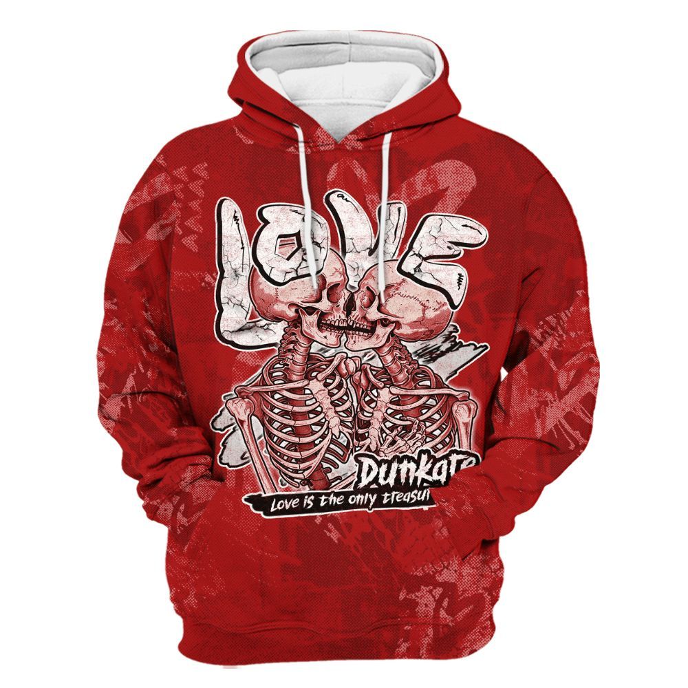 Hoodie To Match Red Taxi 12s - Skull Love All Over Print