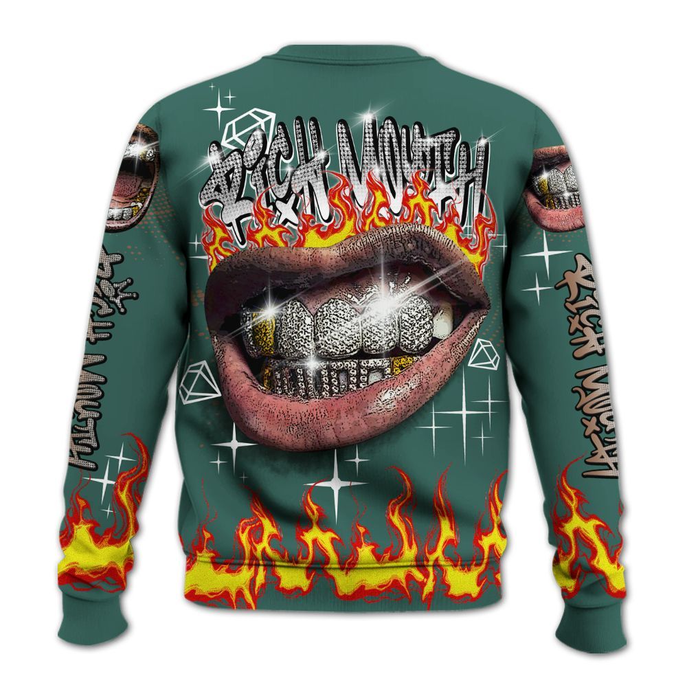 Sweatshirt To Match Low OG Oxidized Green 1s - Rich Mouth Fire Rap Retro 90s All Over Print