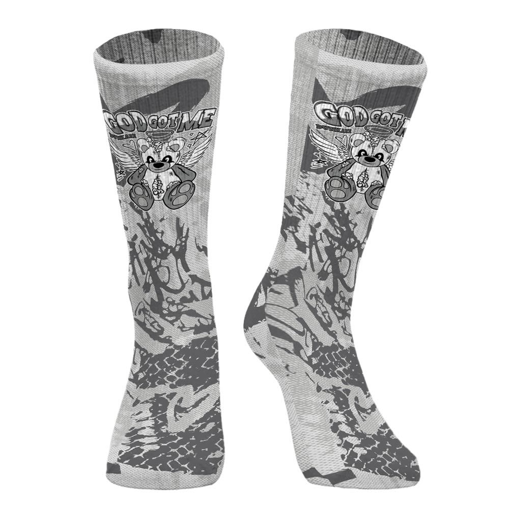 Sock To Match Retro Wet Cement 4s - Gods Guides Me Bear Heart Grunge