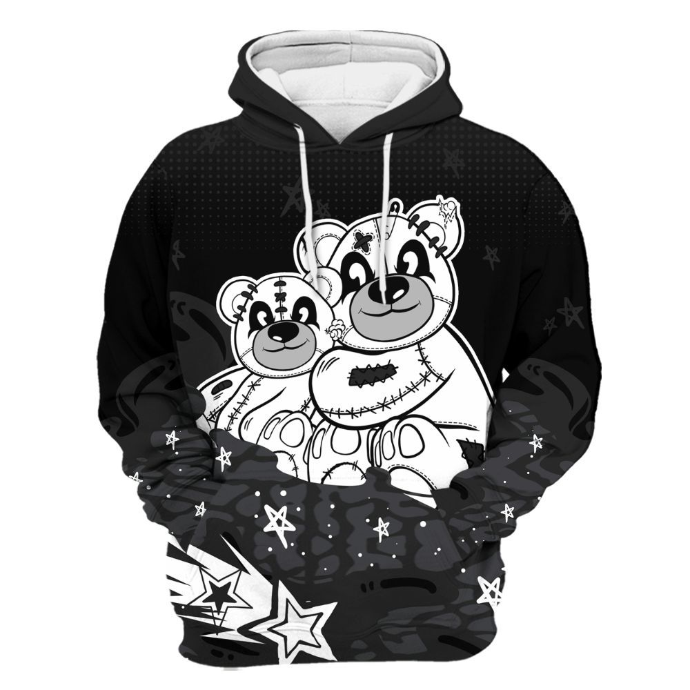 Hoodie To Match Black Cat 3s - Sincere Fondness Bear Stars All Over Print