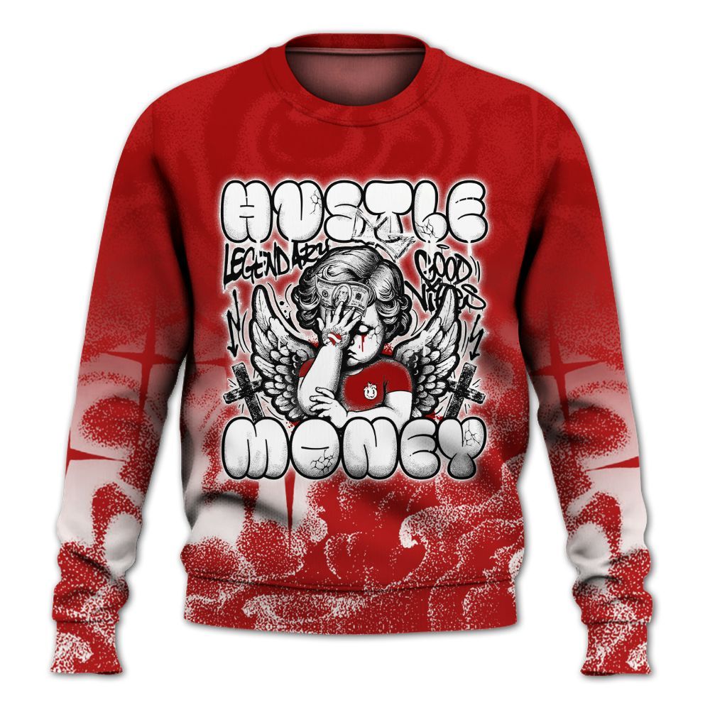 Sweatshirt To Match Low Terror White University Red 1s - Angel Hustle Money All Over Print