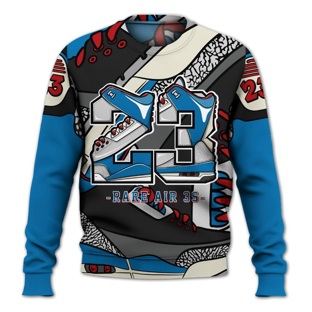 Sweatshirt To Match Rare Air 3s - Number 23 Style 3s All Over Print
