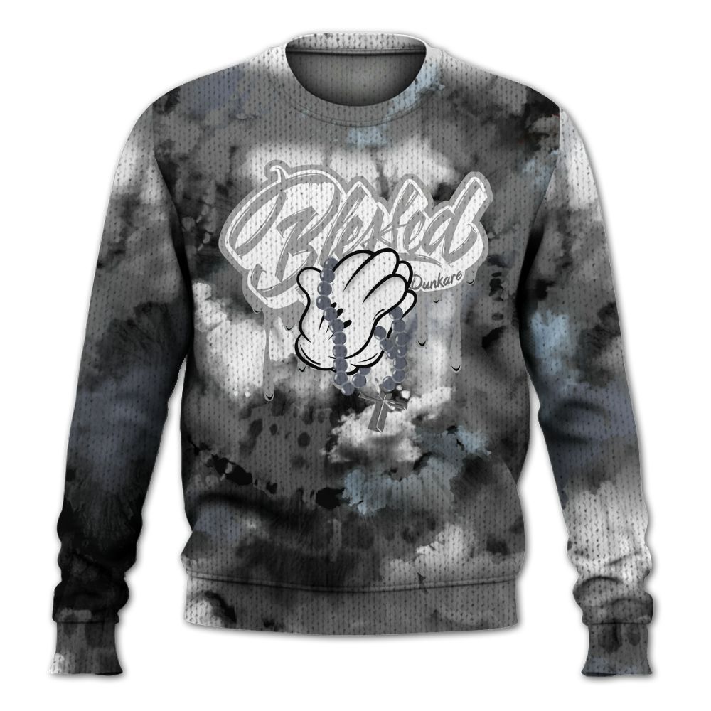 Knitted Sweater To Match Cool Grey 6s - God Blessed Tie Dye