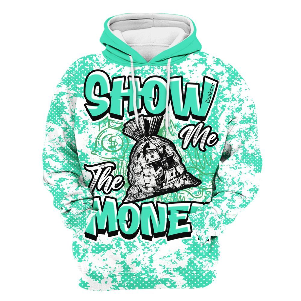Hoodie To Match Black Green Glow 3s - Show Me The Money Retro Green Glow 3s Outfit All Over Print
