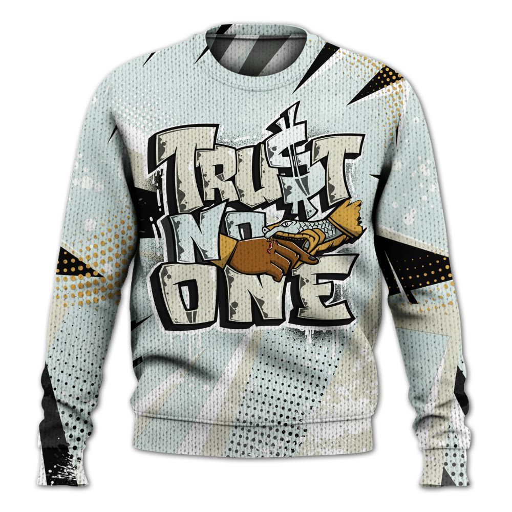 Knitted Sweater To Match Pure Platinum 4s - Poly Trust No One Dripping