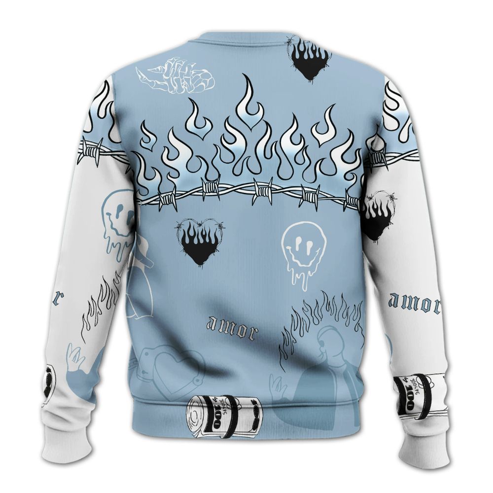 Sweatshirt To Match Mid Ice Blue 1s - Snake Trust No One All Over Print