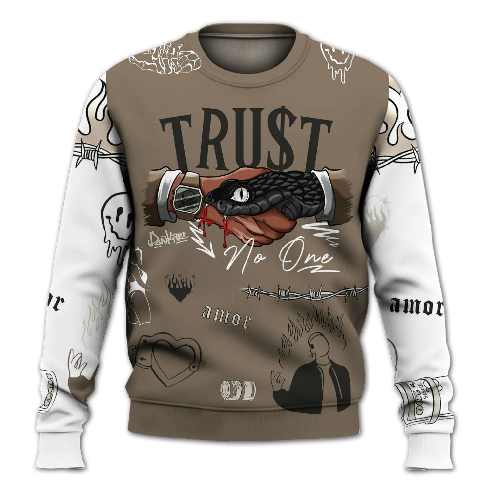 Sweatshirt To Match Low OG Dark Mocha 1s - Snake Trust No One All Over Print