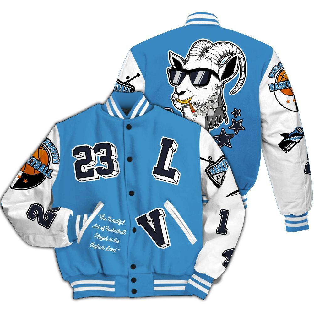 Varsity Jacket To Match Low OG Obsidian 1s - The GOAT Got Em Retro Graphic All Over Print