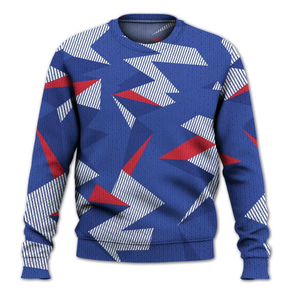 Knitted Sweater To Match Air Griffey Max USA Red White Blue 1s - Geometric Camouflage Pattern