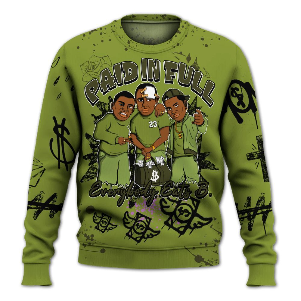 Sweatshirt To Match SB Dunk Low Asparagus - Everybody Paid In Full Crayon All Over Print