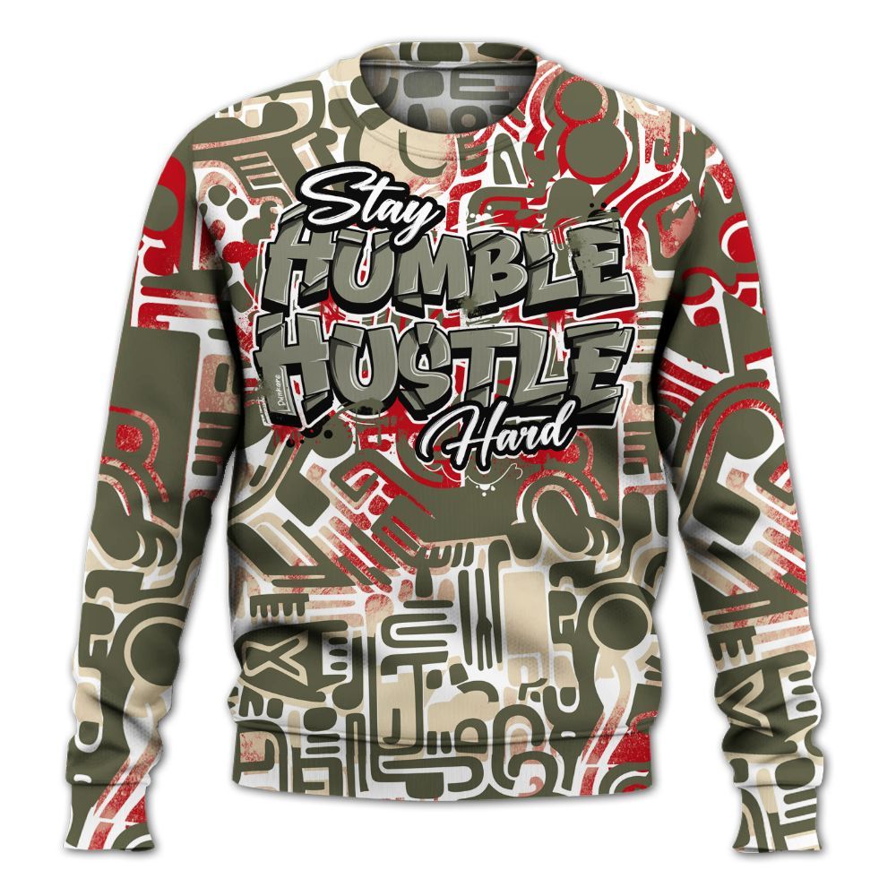Sweatshirt To Match Low OG Medium Olive 1s - Humble Hustle Retro All Over Print