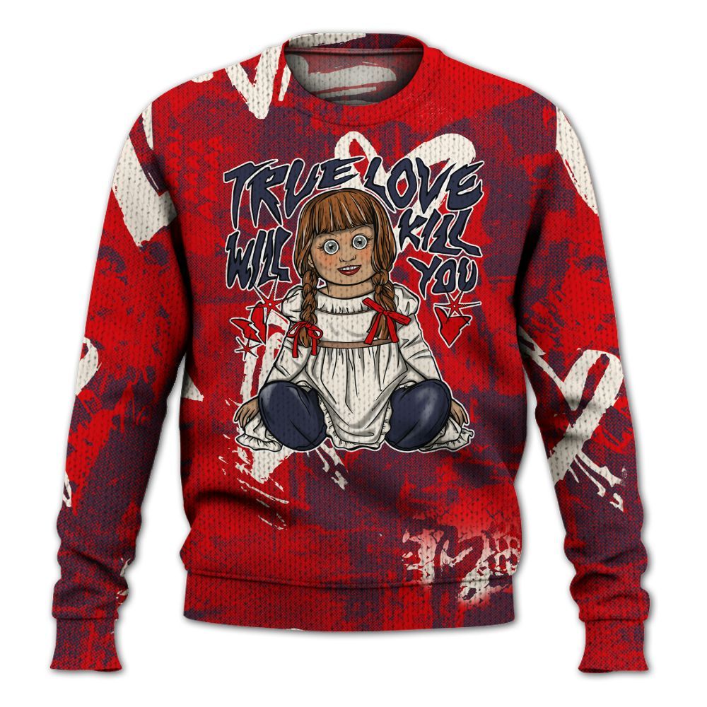 Knitted Sweater To Match Low OG Howard University 1s - Genuine Loves Bear Heart Grunge