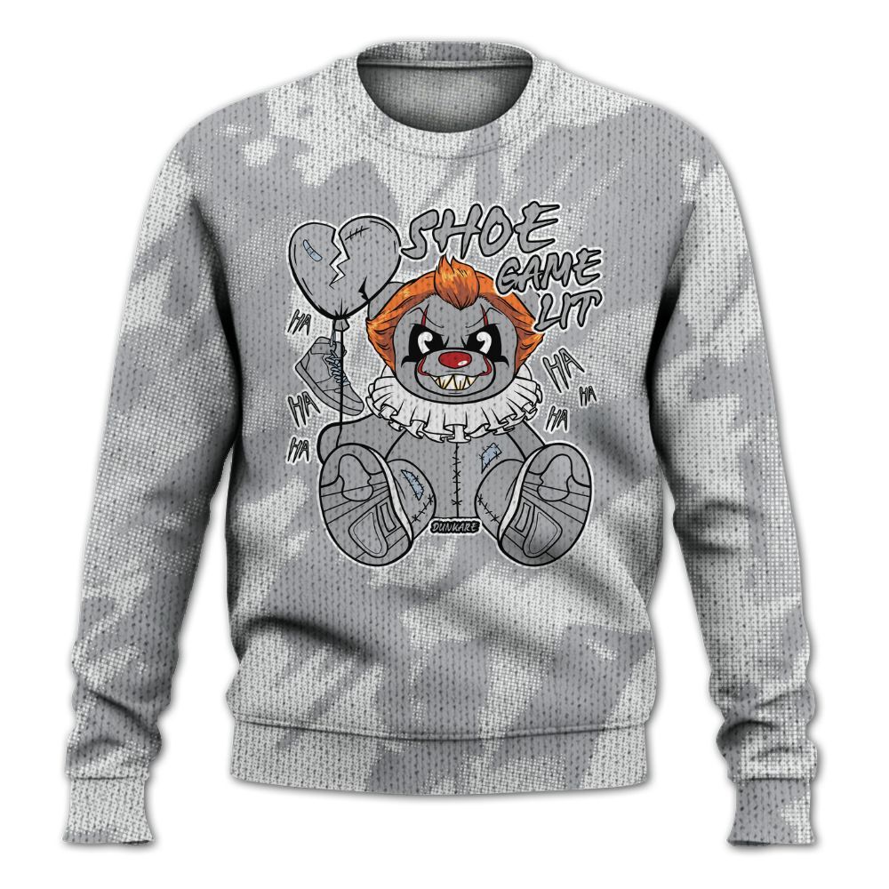 Knitted Sweater To Match Low OG Wolf Grey 1s - Shoe Game Bear Abstract Halftone