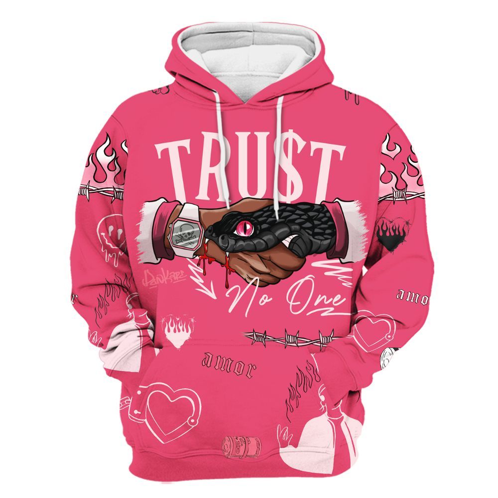 Hoodie To Match A'One Hyper Pink - Snake Trust No One All Over Print