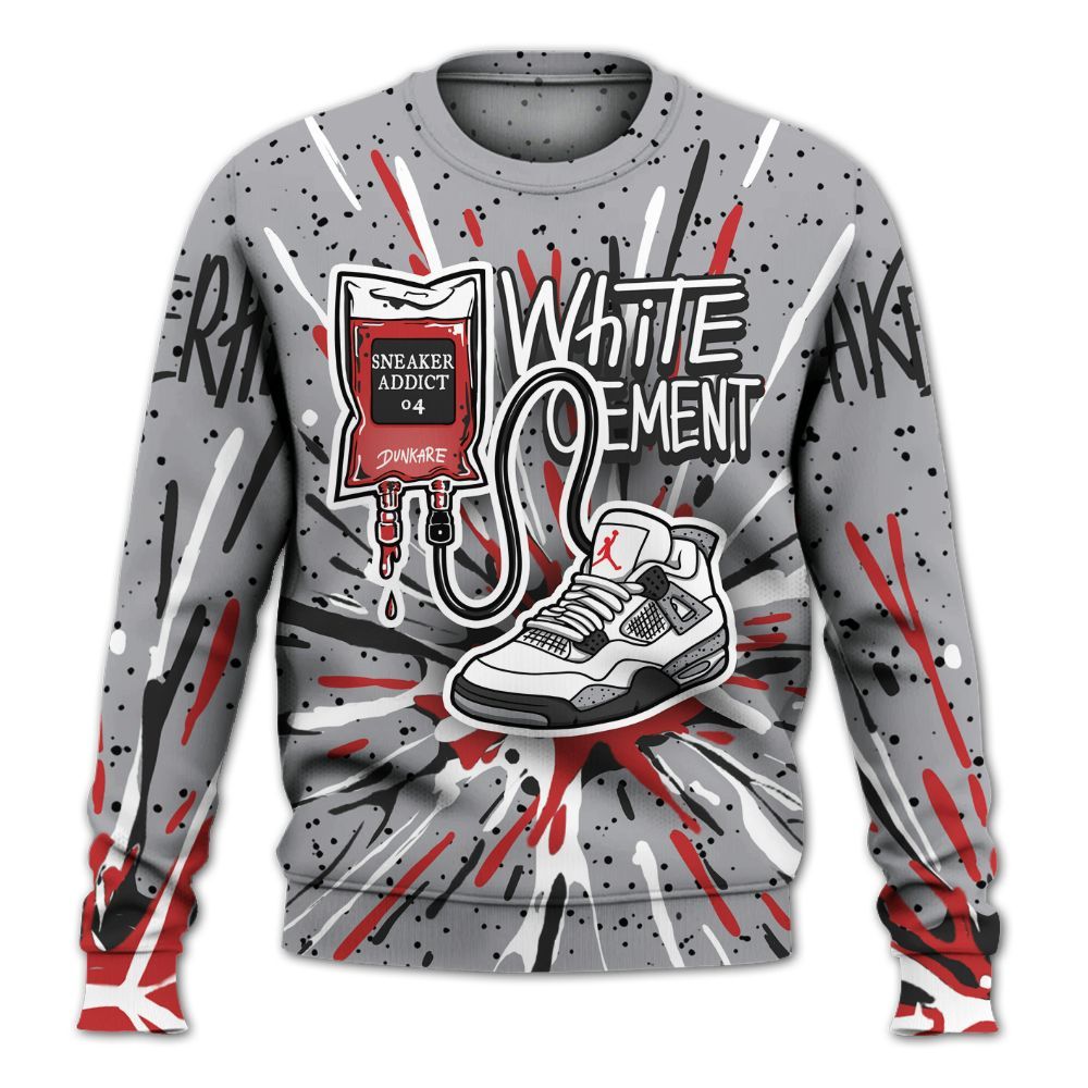 Sweatshirt To Match White Cement 4s - Sneaker Sickness Splash All Over Print