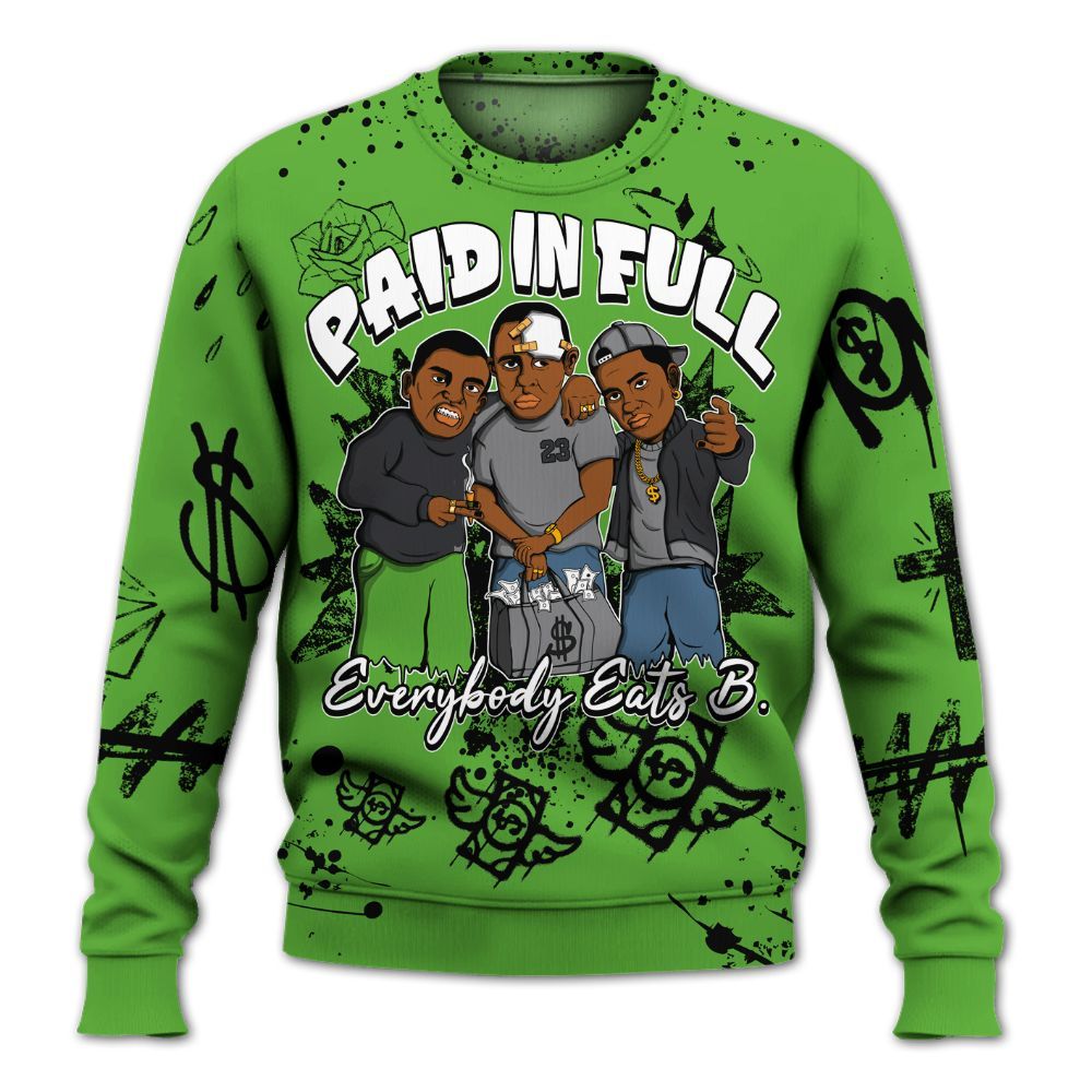 Sweatshirt To Match Retro Green Bean 5s - Everybody Paid In Full Crayon All Over Print