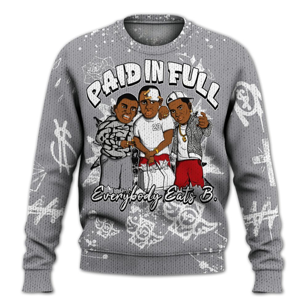 Knitted Sweater To Match Cement Grey 3s - Everybody Paid In Full Crayon