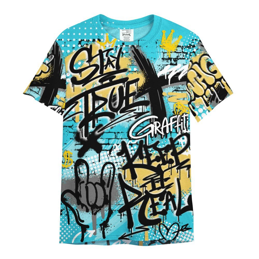 Shirt To Match Retro Gamma Blue 11s - True It Real Graffiti Streetwear All Over Print