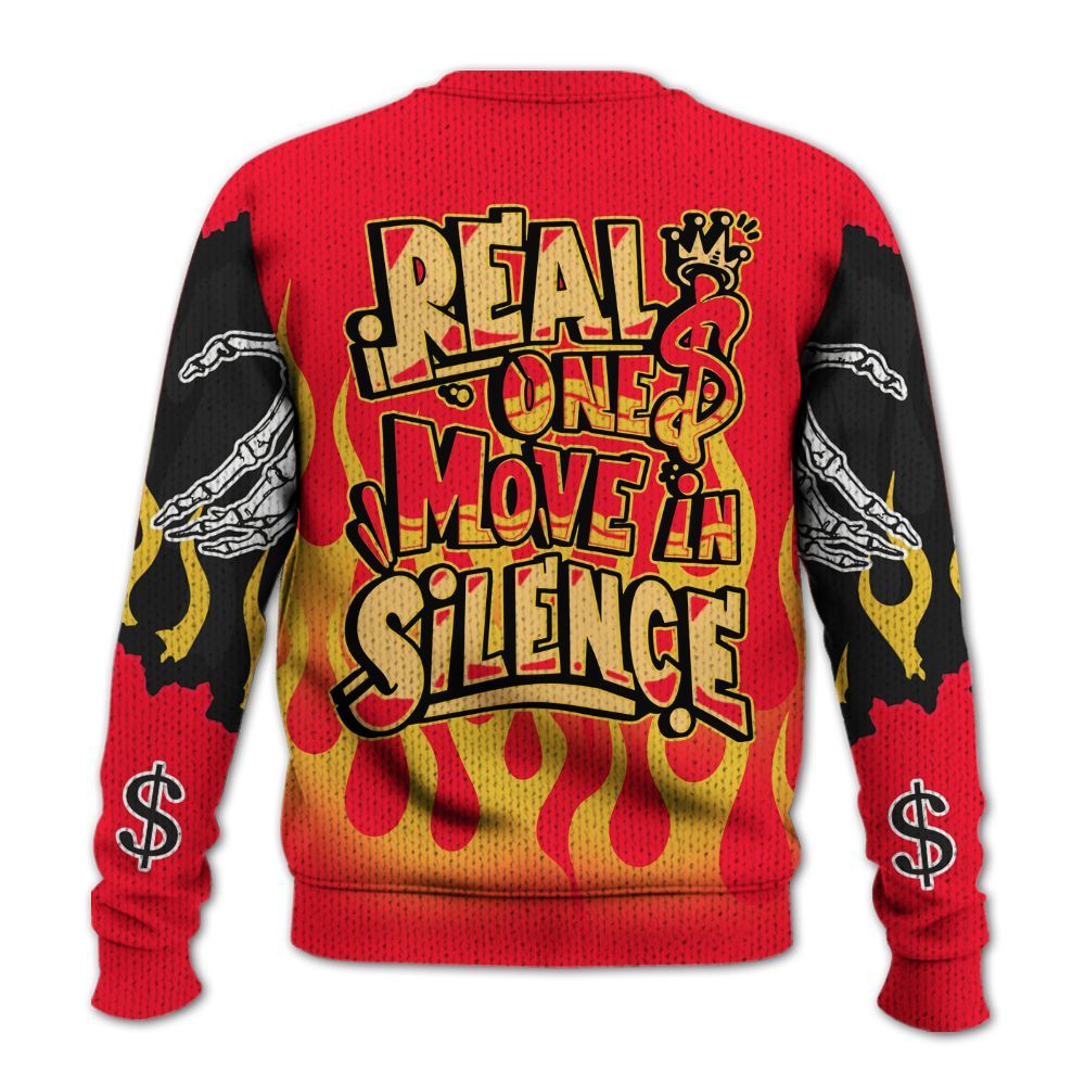 Knitted Sweater To Match KD 18 Air Bakin - Ones Move In Silence Graphic Trapped
